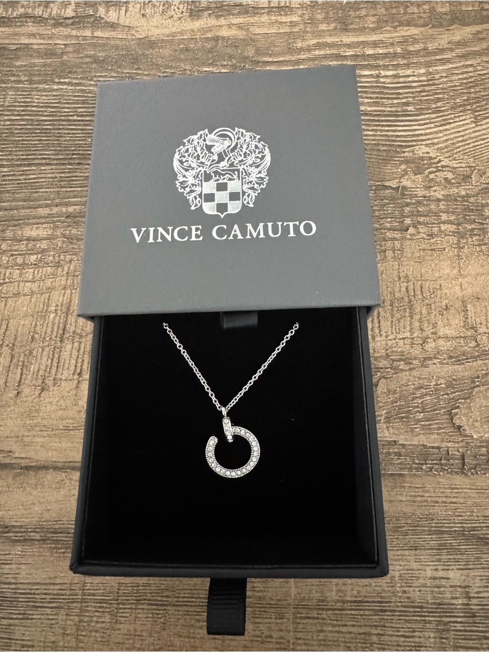 Vince Camuto Silver Crystal Circle Pendant Necklace